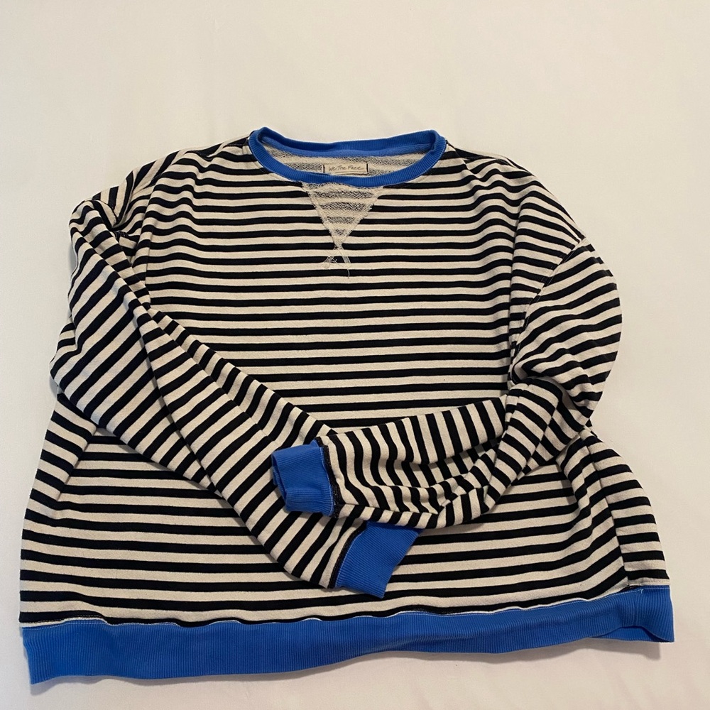 Free People Striped Classic Crewneck